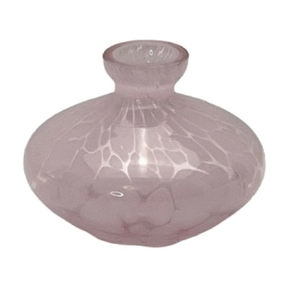 Hand Blown Art Glass Bulbous Pink Speckled Small Vase - Picture 8 of 9